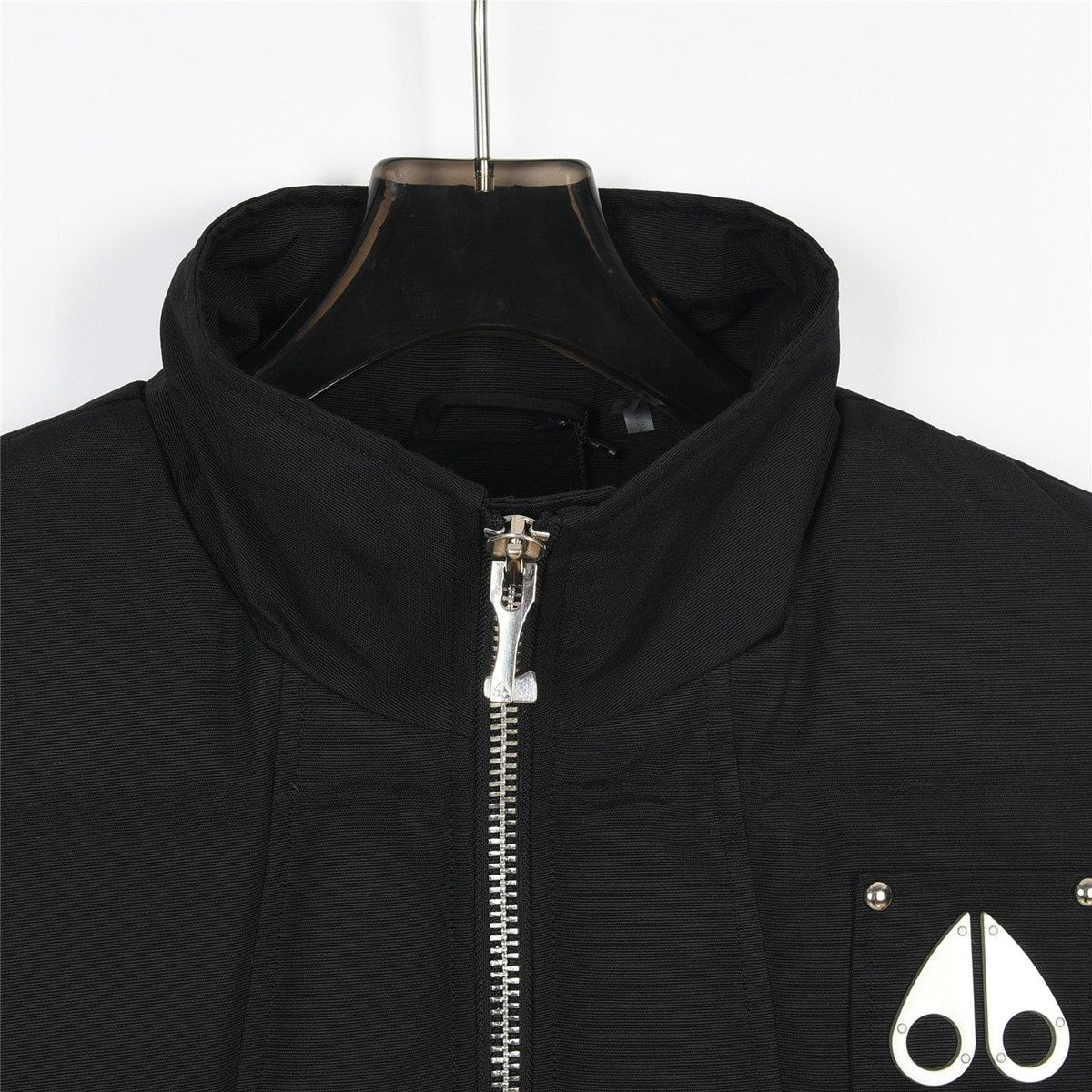 Moose Knuckles Black Studded Logo Stand Collar Puffer Vest