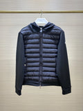 Moncler Black Quilted Front Stripe Hood Jacket