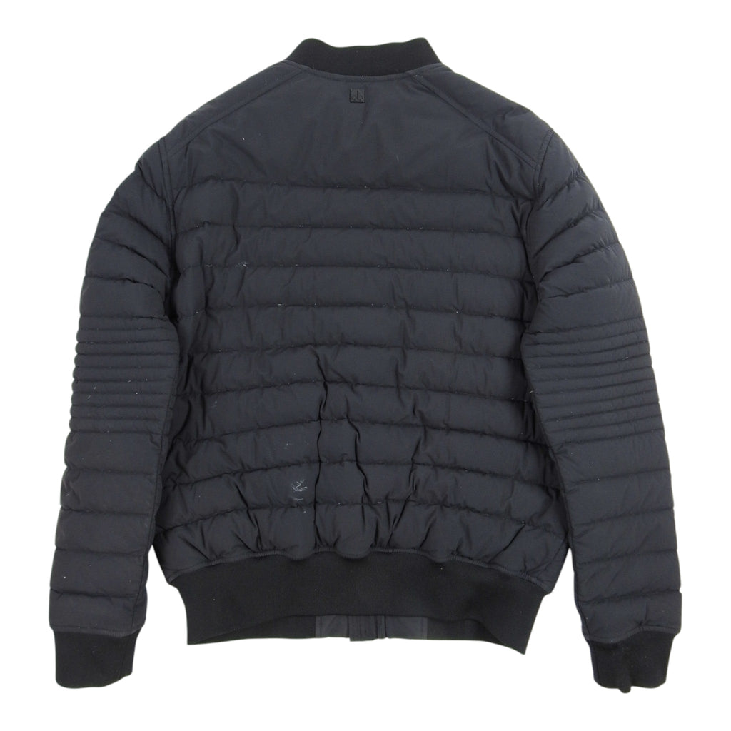 Moncler Charcoal Black Mixed-Quilt Zip-Up Bomber Jacket