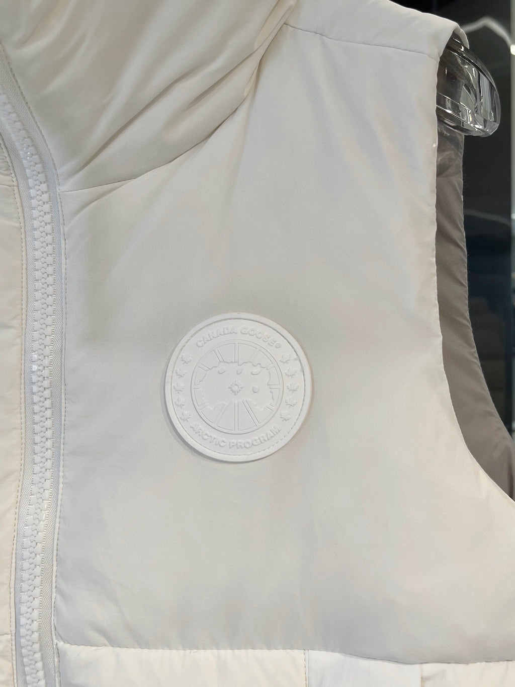 Canada Goose White Tonal Patch Stand Collar Puffer Vest