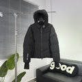 Moncler Black Chevron-Quilt Hooded Puffer Jacket