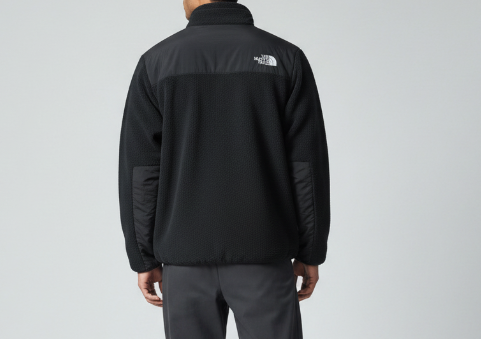 The North Face Black Paneled Stand Collar Fleece Jacket