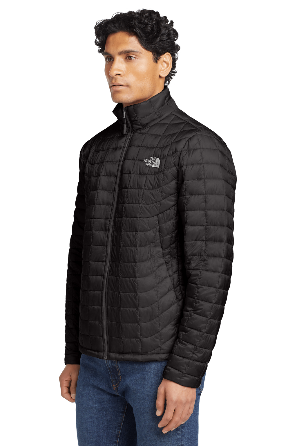 The North Face Black Grid-Quilt Stand Collar Jacket