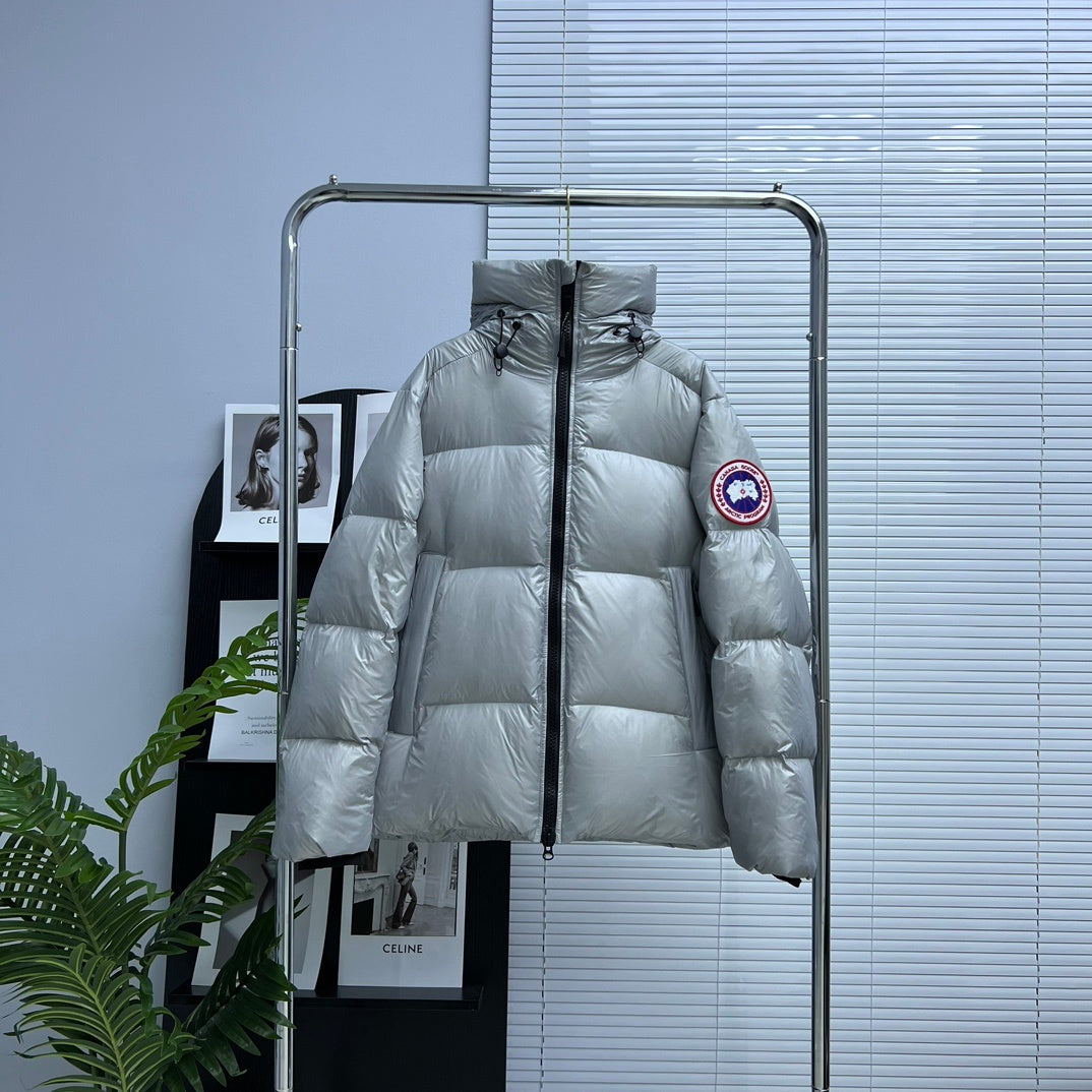 Canada Goose Silver Gray Hooded Quilted Puffer Jacket