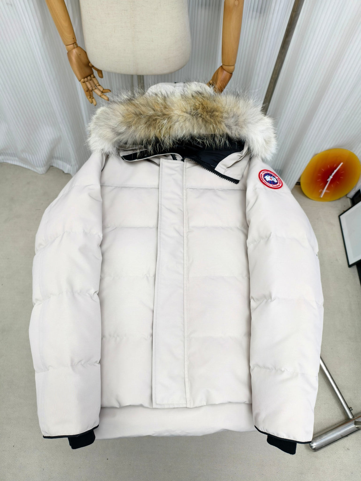 Canada Goose White Plush-Trim Hooded Puffer Jacket
