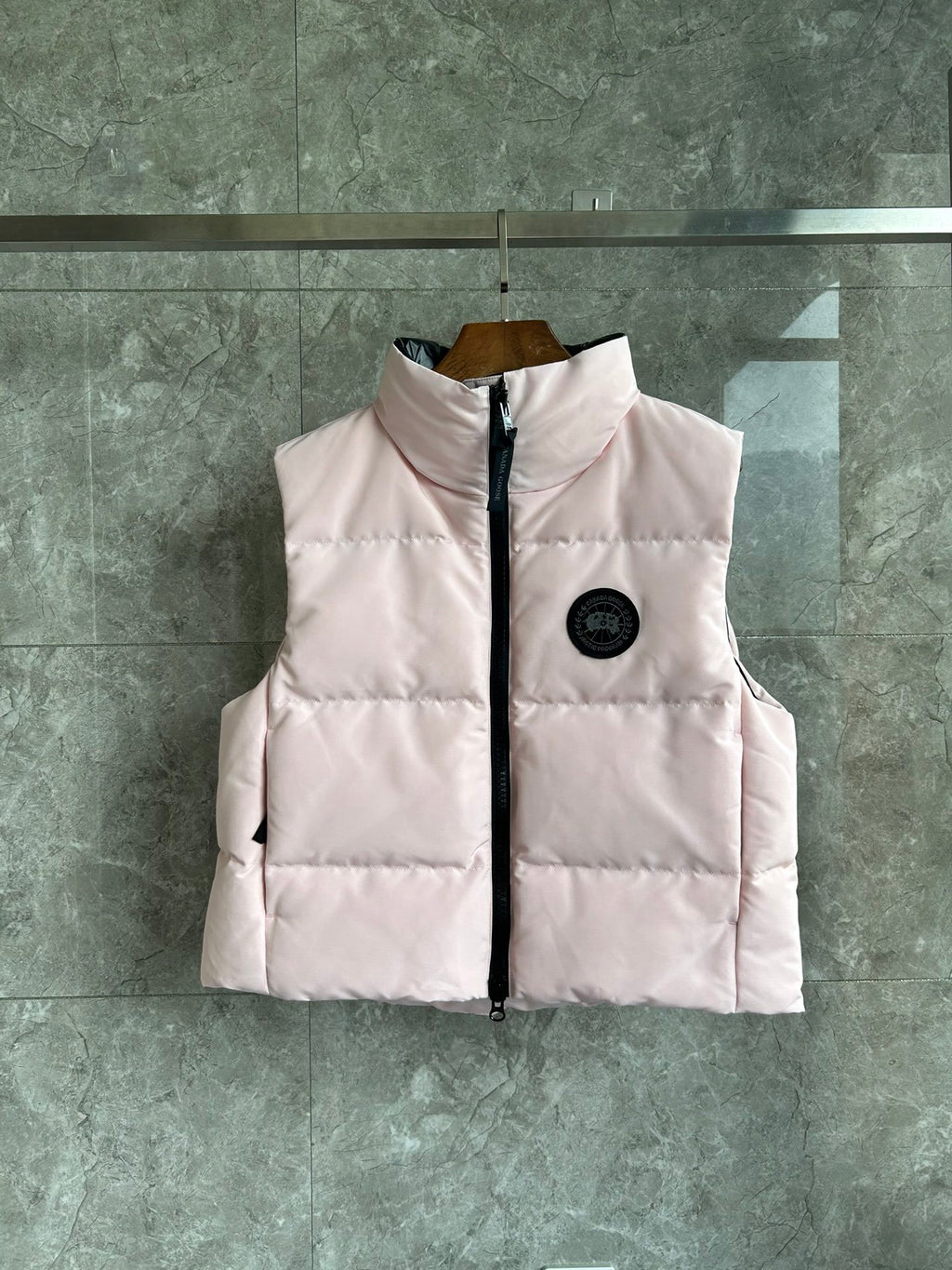 Canada Goose Pale Pink Black Patch Quilted Puffer Vest