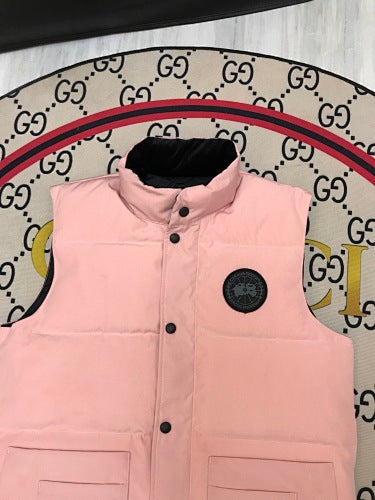 Canada Goose Blush Pink Black Patch Quilted Puffer Vest
