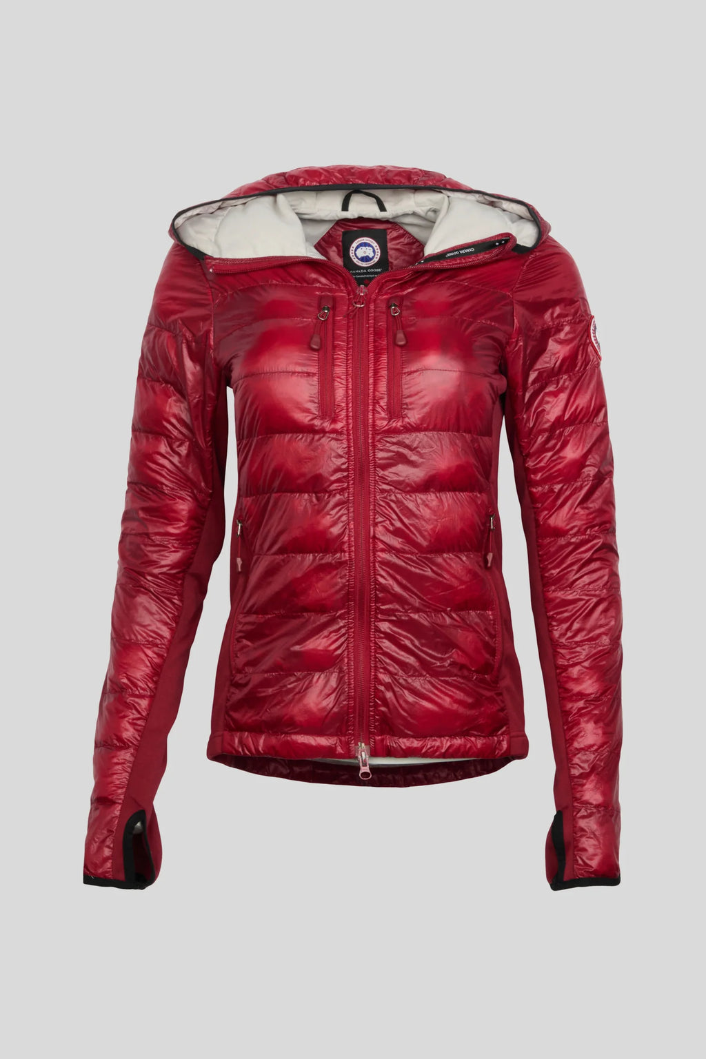 Canada Goose Glossy Red Hooded Quilted Puffer Jacket